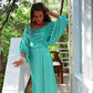 Vintage 70s Mint Billowy Ruched Draped Elegant Evening Maxi Dress M-XL