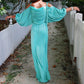 Vintage 70s Mint Billowy Ruched Draped Elegant Evening Maxi Dress M-XL