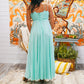 Vintage 70s Mint Green Accordion Pleated Sexy Maxi Dress S