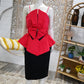 Vintage 80s Ravishing Red Structured Peplum Party Cocktail Dress S