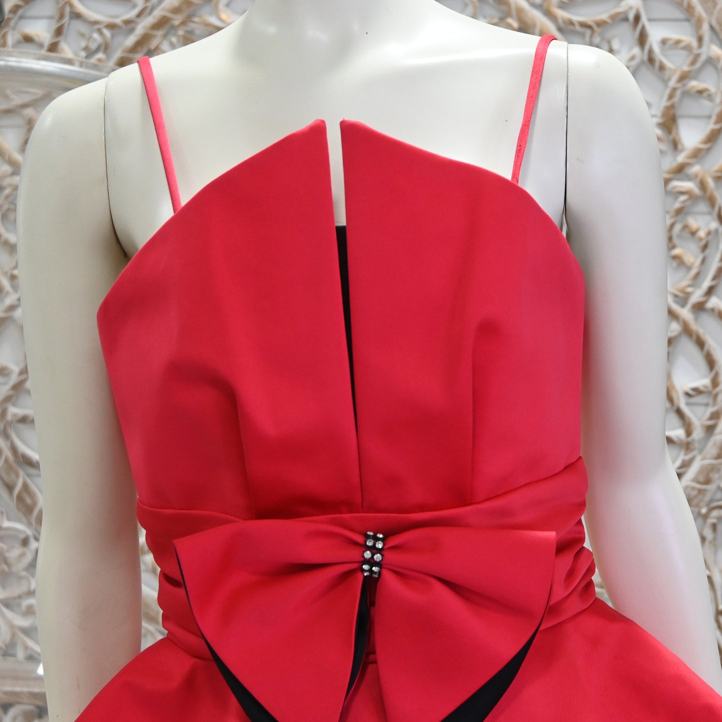 Vintage 80s Ravishing Red Structured Peplum Party Cocktail Dress S
