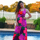 Vintage 60s Incredible Hawaiian Oversized Print Floral Halter Fumi Maxi Dress S