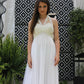 Vintage 70s Mike Benet White Halter Sequin Evening Gown XS