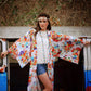 Vintage 70s Asian Floral Print Rickshaw Wrap Kimono Duster