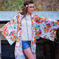 Vintage 70s Asian Floral Print Rickshaw Wrap Kimono Duster