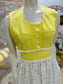 Vintage 70s Yellow Lace Floral Baby Doll Hippie Mini Dress XS