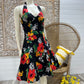 Vintage 80s does 50s Halter Floral Stand Out Mini Sun Dress M