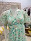 Vintage 70s Flutter Sleeve Spring Floral Print Mint Green Maxi Dress XS/S